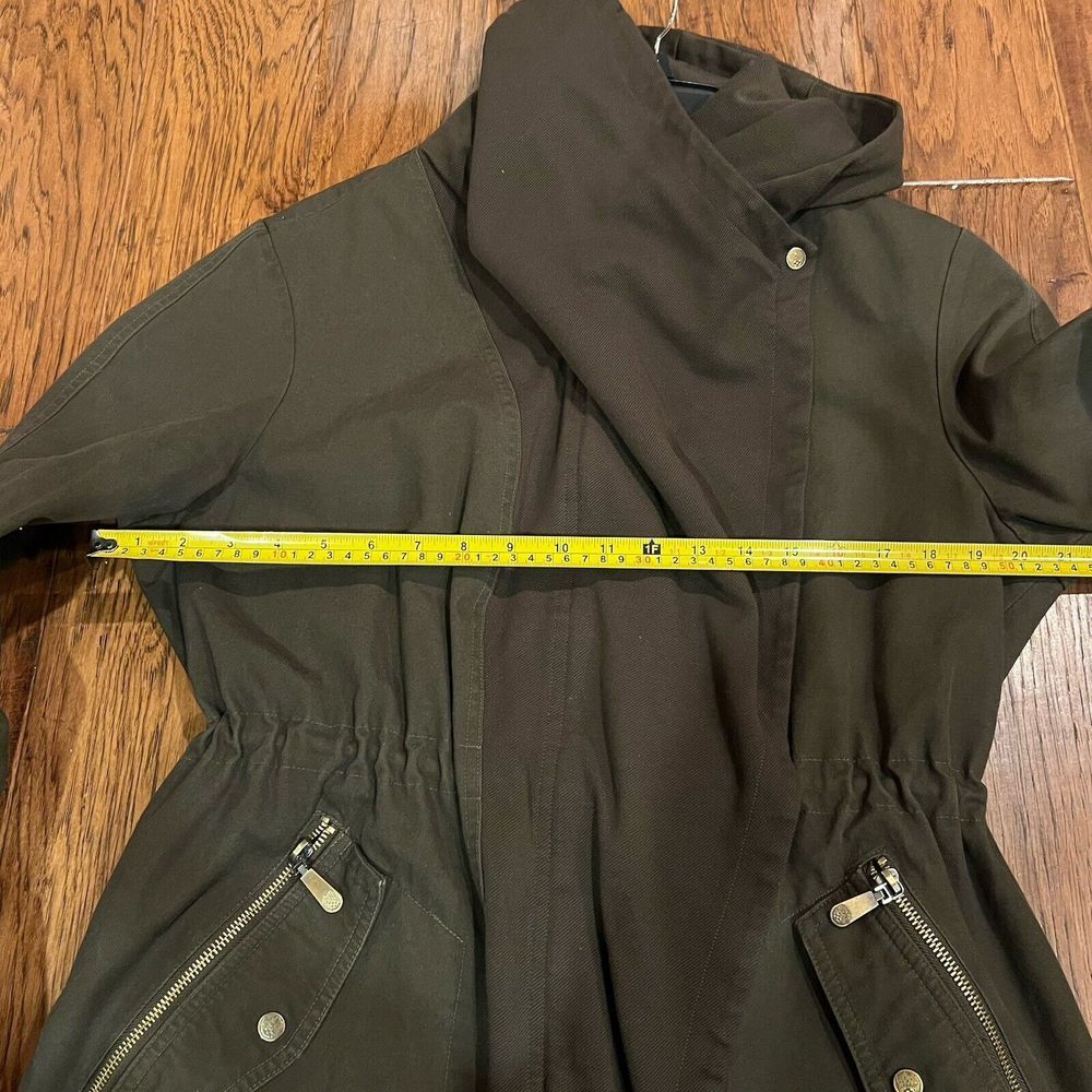 Vince Camuto Jacket Womens Large Green Full Zip Asymmetrical Anorak‎ Hooded - Picture 6 of 14